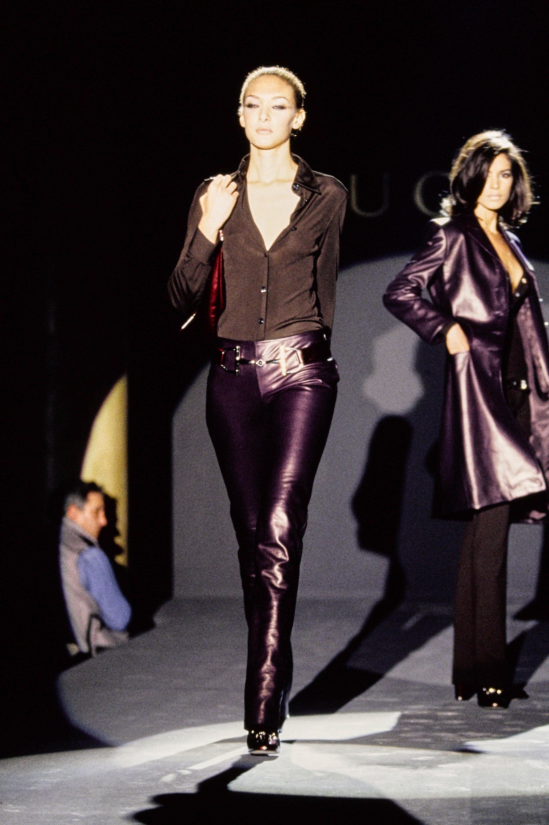 Tom Ford for Gucci F/W 1995 White Patent Leather + Silver Chrome Horse Bit Buckle Belt RUNWAY RTW FALL 1995