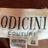 Odicini Couture Glowing Brown Strapless Silk Gown with Beaded Accents LABEL PHOTO 7 OF 7