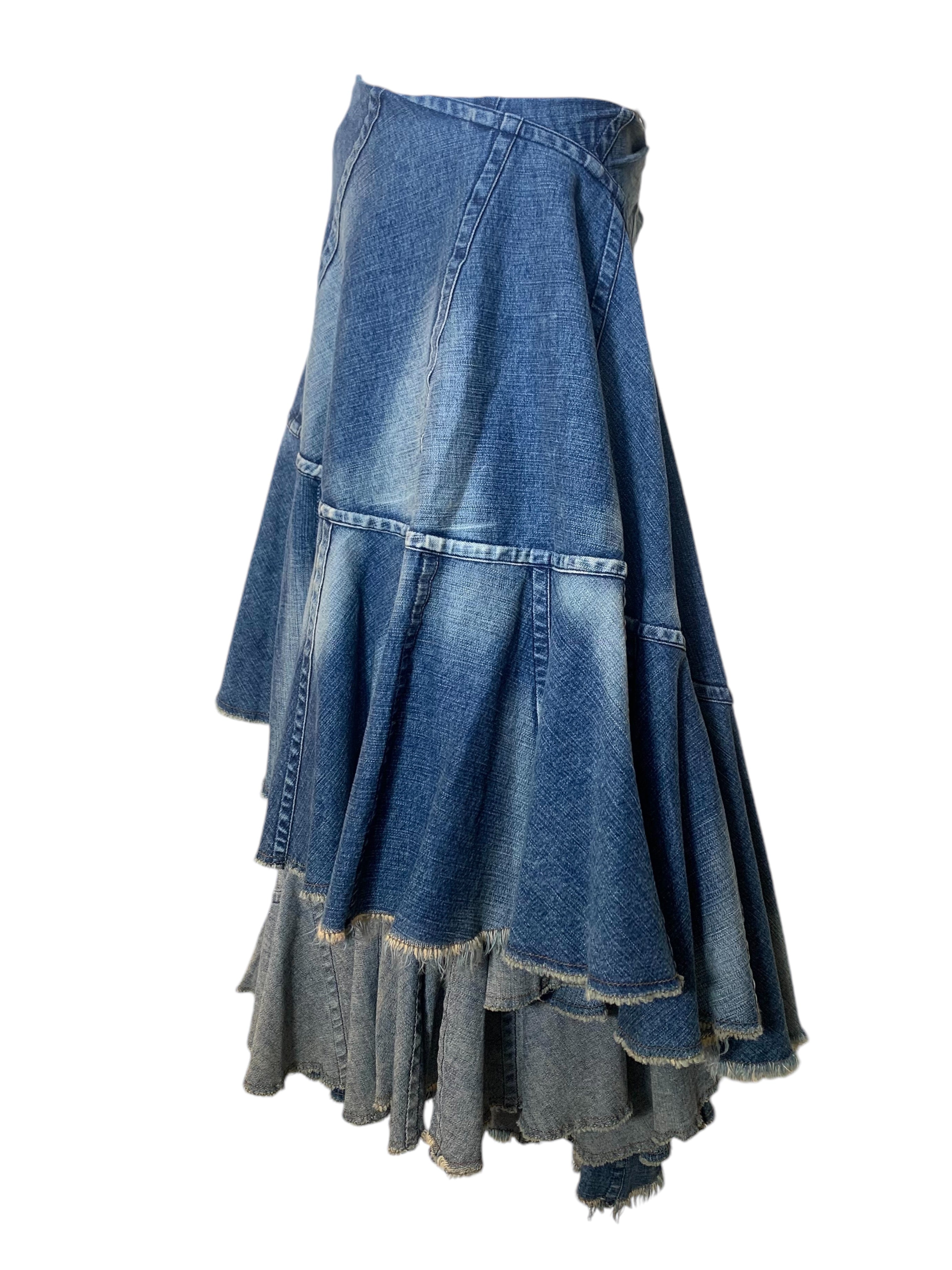 Junya Watanabe COMME des GARÇONS 2001 Tiered Deconstructed Denim Skirt NWT SIDE PHOTO 2 OF 7