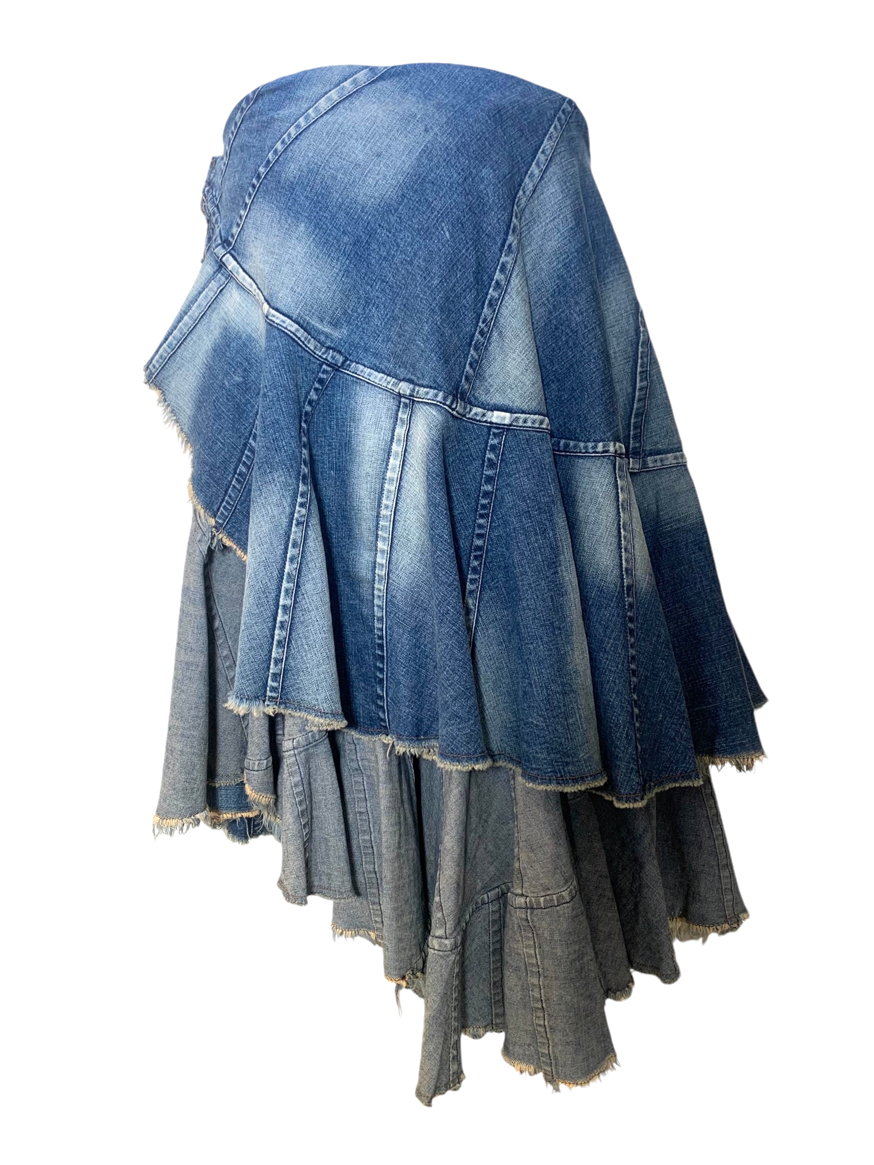 Junya Watanabe COMME des GARÇONS 2001 Tiered Deconstructed Denim Skirt NWT BACK PHOTO 3 OF 7