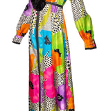  Teal Traina Psychedelic Floral Longsleeve Jumpsuit w/ Front Curtain PROFILE PHOTO 3 OF 8