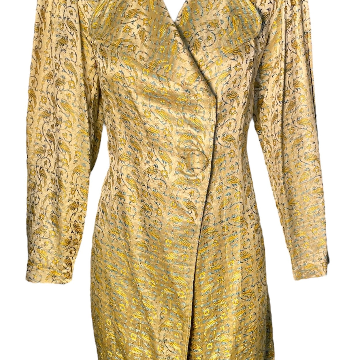 1930s Golden Lame Parrot Motif Coat FRONT PHOTO 1 OF 4