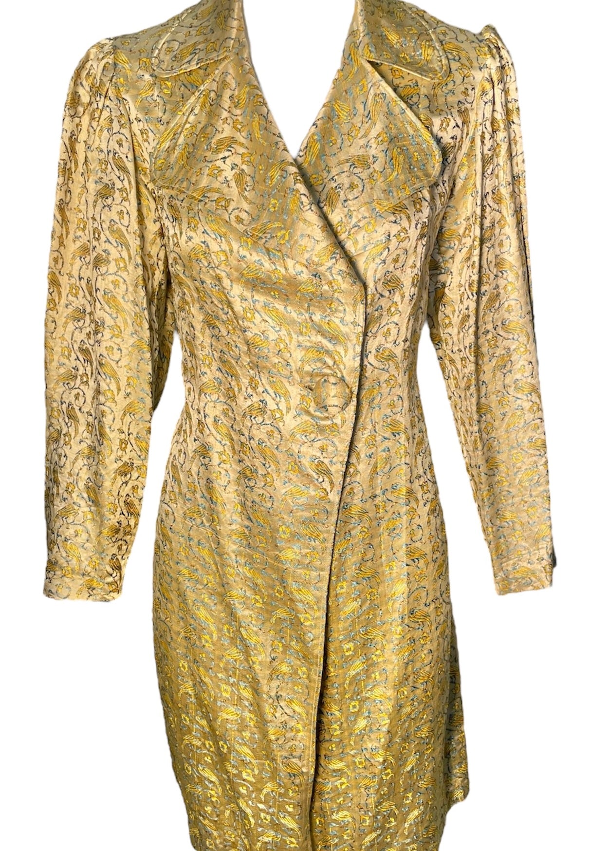 1930s Golden Lame Parrot Motif Coat FRONT PHOTO 1 OF 4