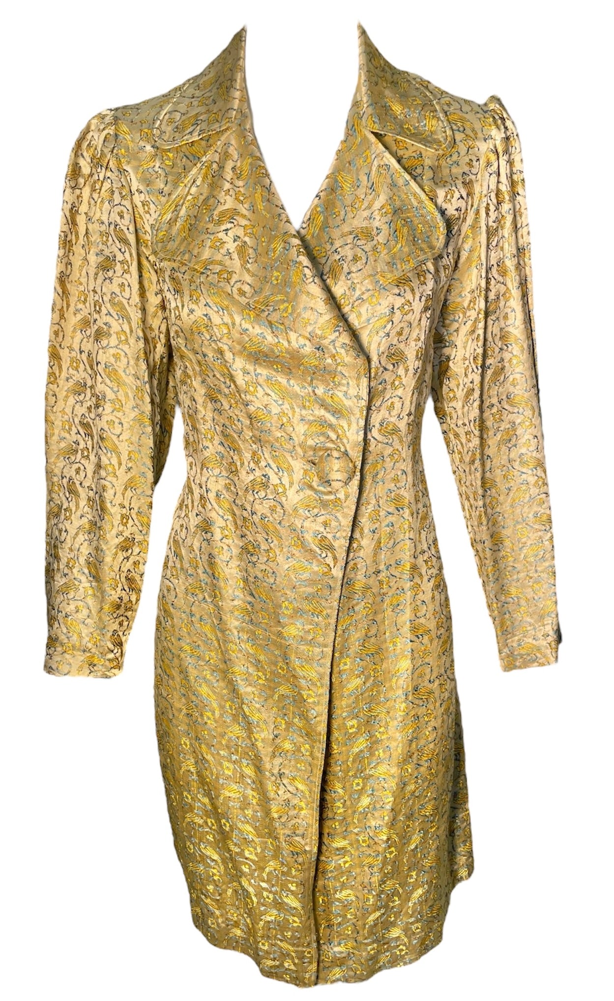 1930s Golden Lame Parrot Motif Coat FRONT PHOTO 1 OF 4