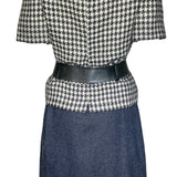 Christian Dior by Marc Bohan S/S 1962 Haute Couture Houndstooth Wool Dress with Belt BACK PHOTO 3 OF 7