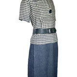 Christian Dior by Marc Bohan S/S 1962 Haute Couture Houndstooth Wool Dress with Belt PROFILE PHOTO 4 OF 7