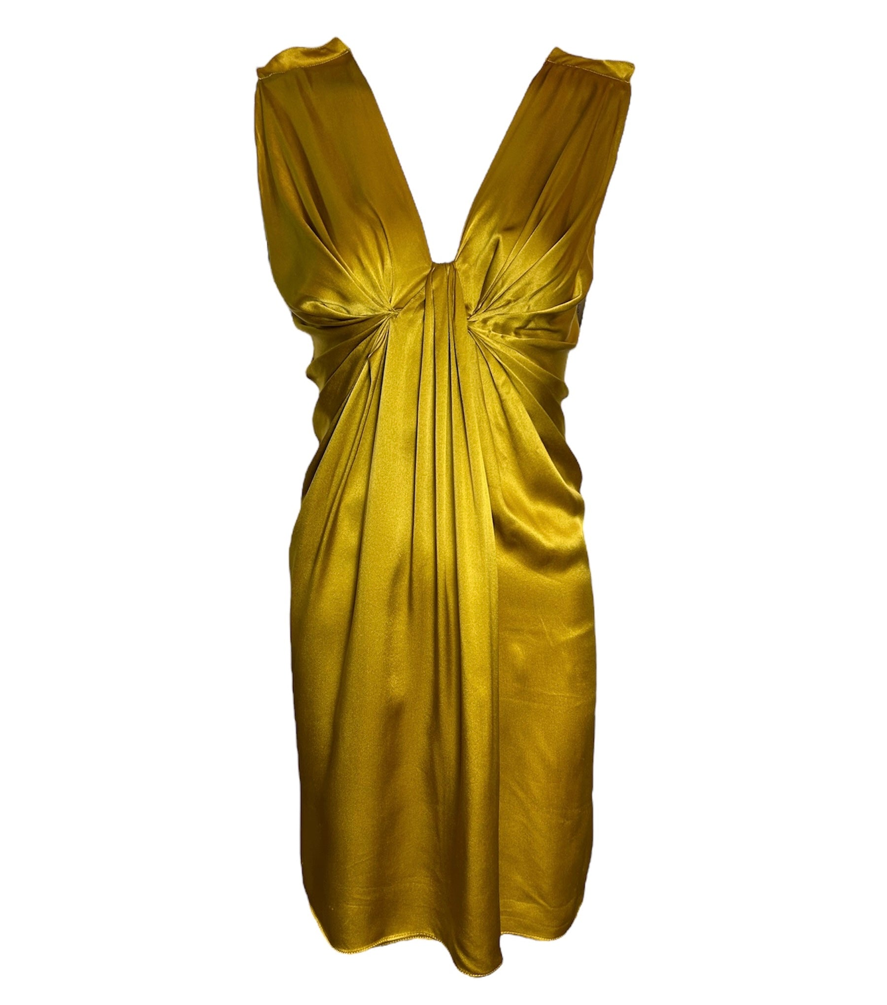 Lanvin Winter 2007 Golden Silk Ruched Mini Dress FRONT PHOTO 1 OF 5