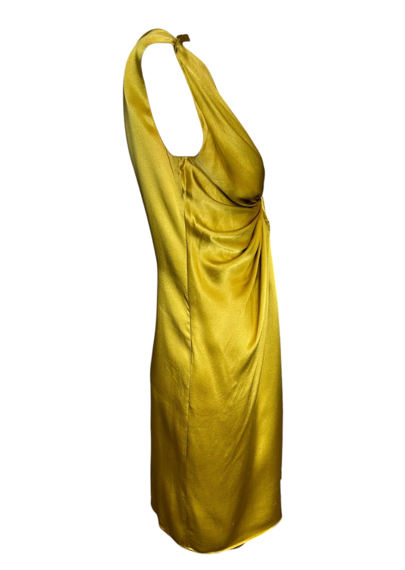 Lanvin Winter 2007 Golden Silk Ruched Mini Dress SIDE PHOTO 3 OF 5