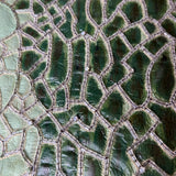 Lorena Sarbu Green Leather and Silk Beaded Mini Dress DETAIL PHOTO 5 OF 6