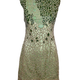 Lorena Sarbu Green Leather and Silk Beaded Mini Dress FRONT PHOTO 1 OF 6