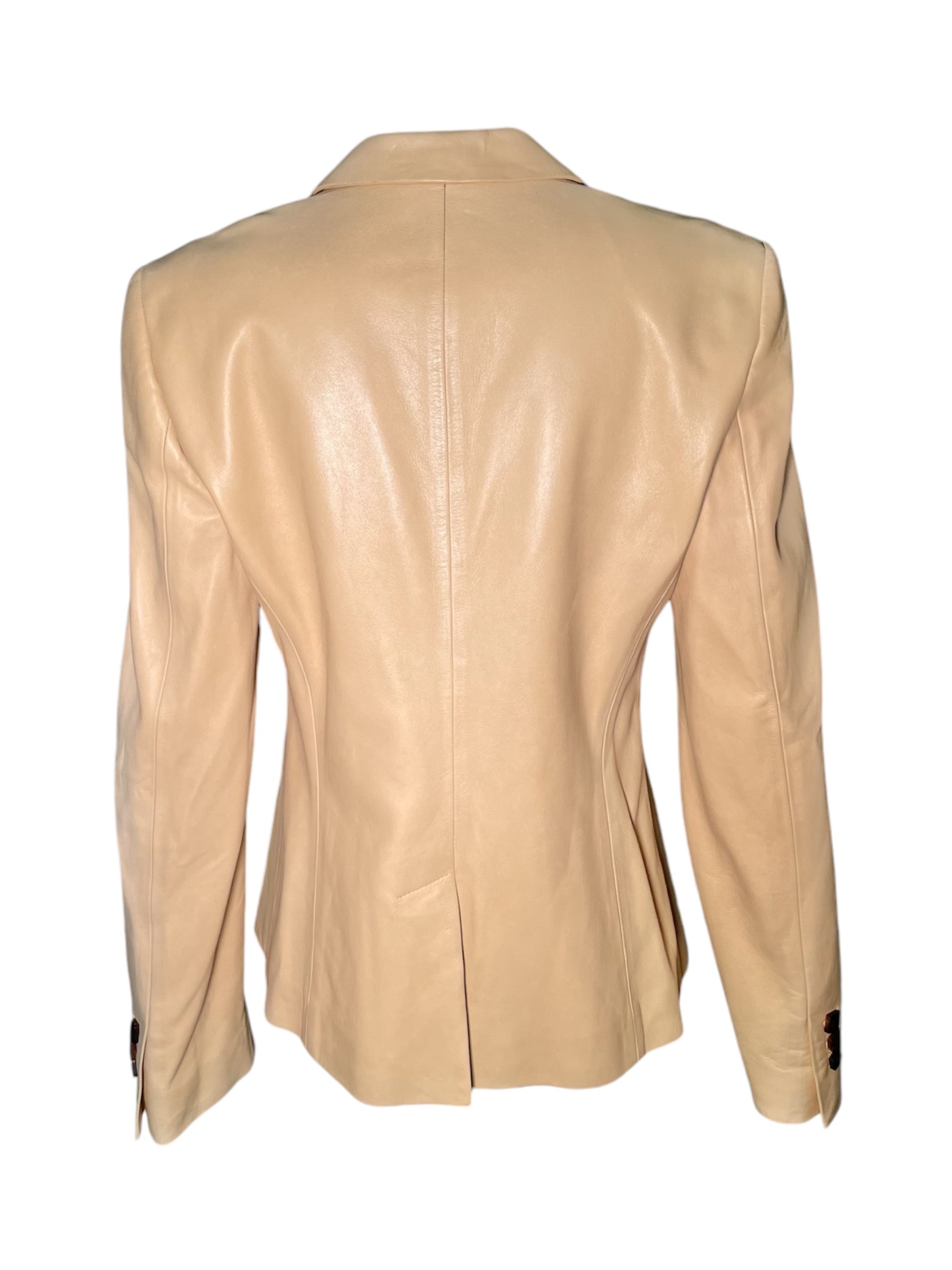  Loro Piana Beige Leather Jacket BACK PHOTO 3 OF 7