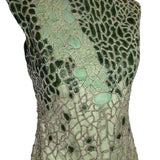 Lorena Sarbu Green Leather and Silk Beaded Mini Dress PROFILE PHOTO 2 OF 6