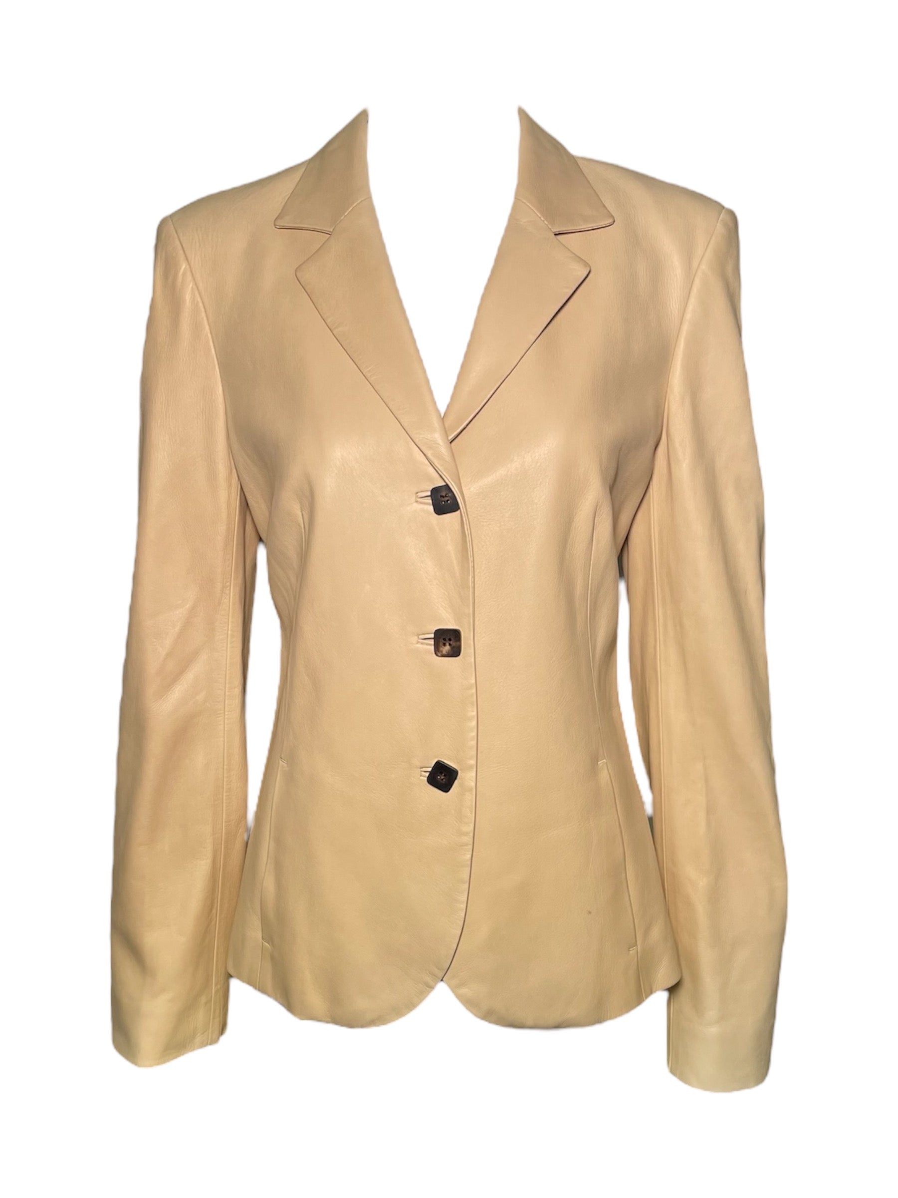  Loro Piana Beige Leather Jacket FRONT PHOTO 1 OF 7