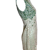 Lorena Sarbu Green Leather and Silk Beaded Mini Dress SIDE PHOTO 3 OF 6