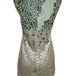 Lorena Sarbu Green Leather and Silk Beaded Mini Dress BACK PHOTO 4 OF 6