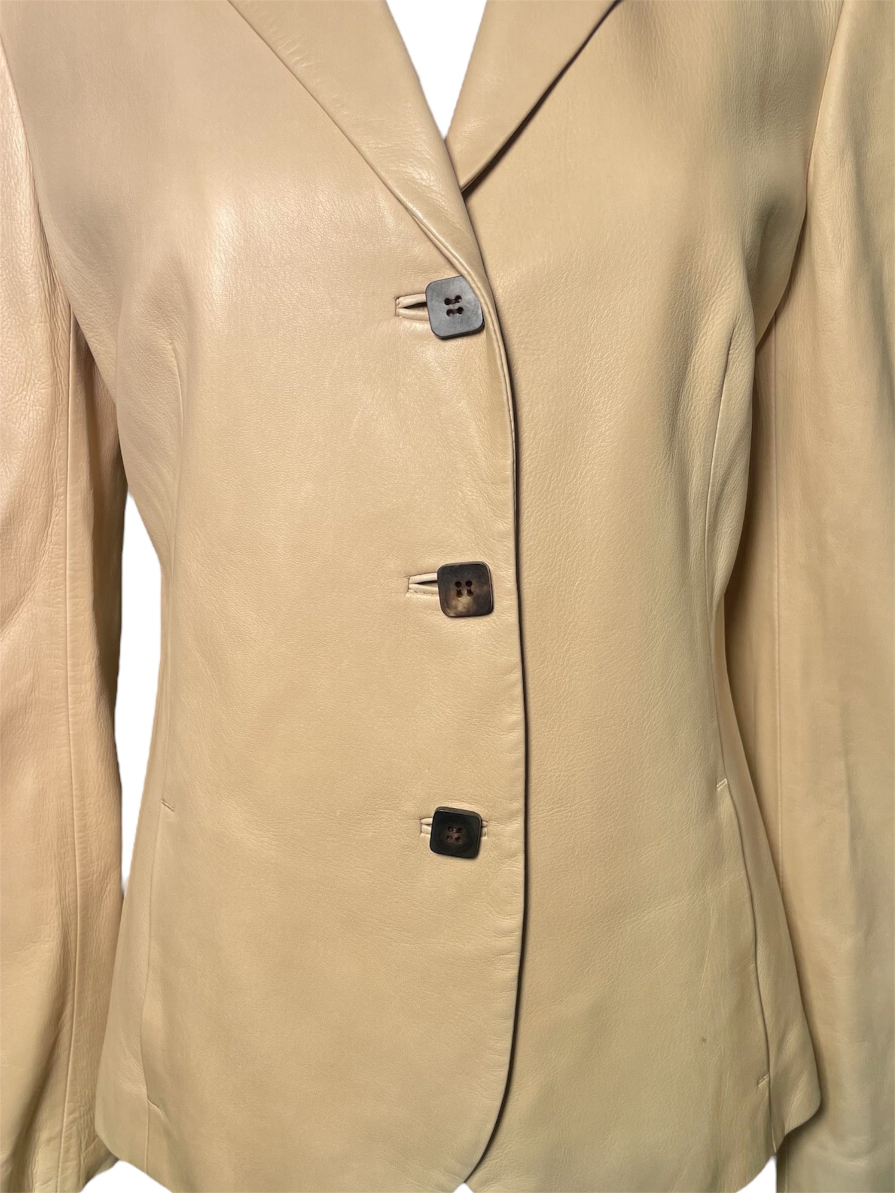  Loro Piana Beige Leather Jacket DETAIL PHOTO 4 OF 7