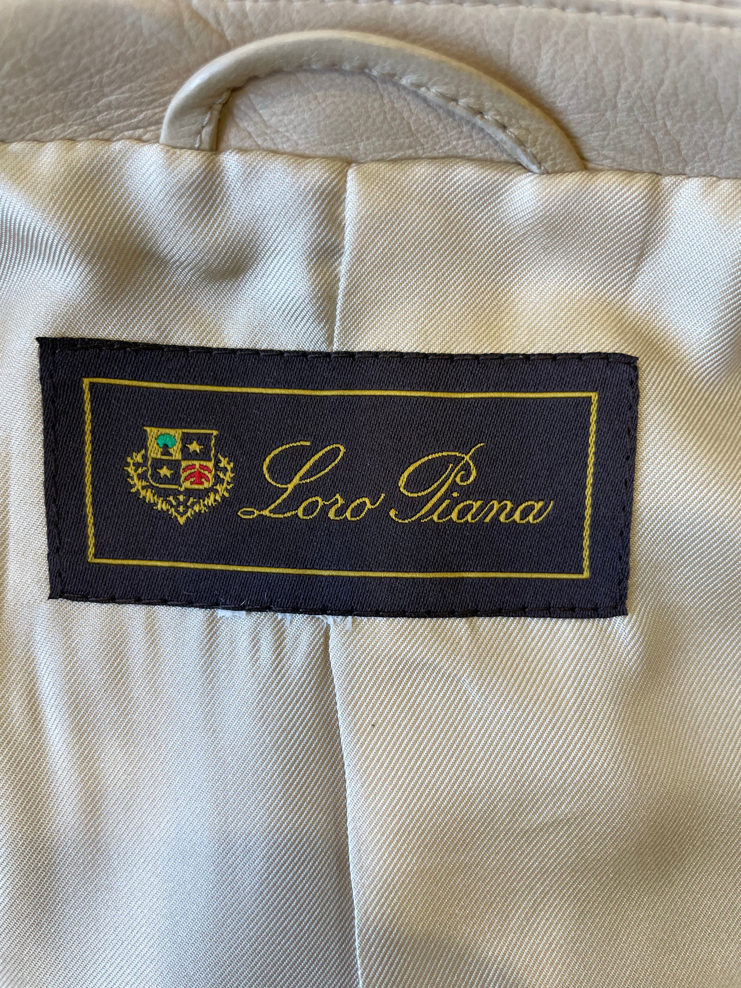  Loro Piana Beige Leather Jacket LABEL PHOTO 5 OF 7