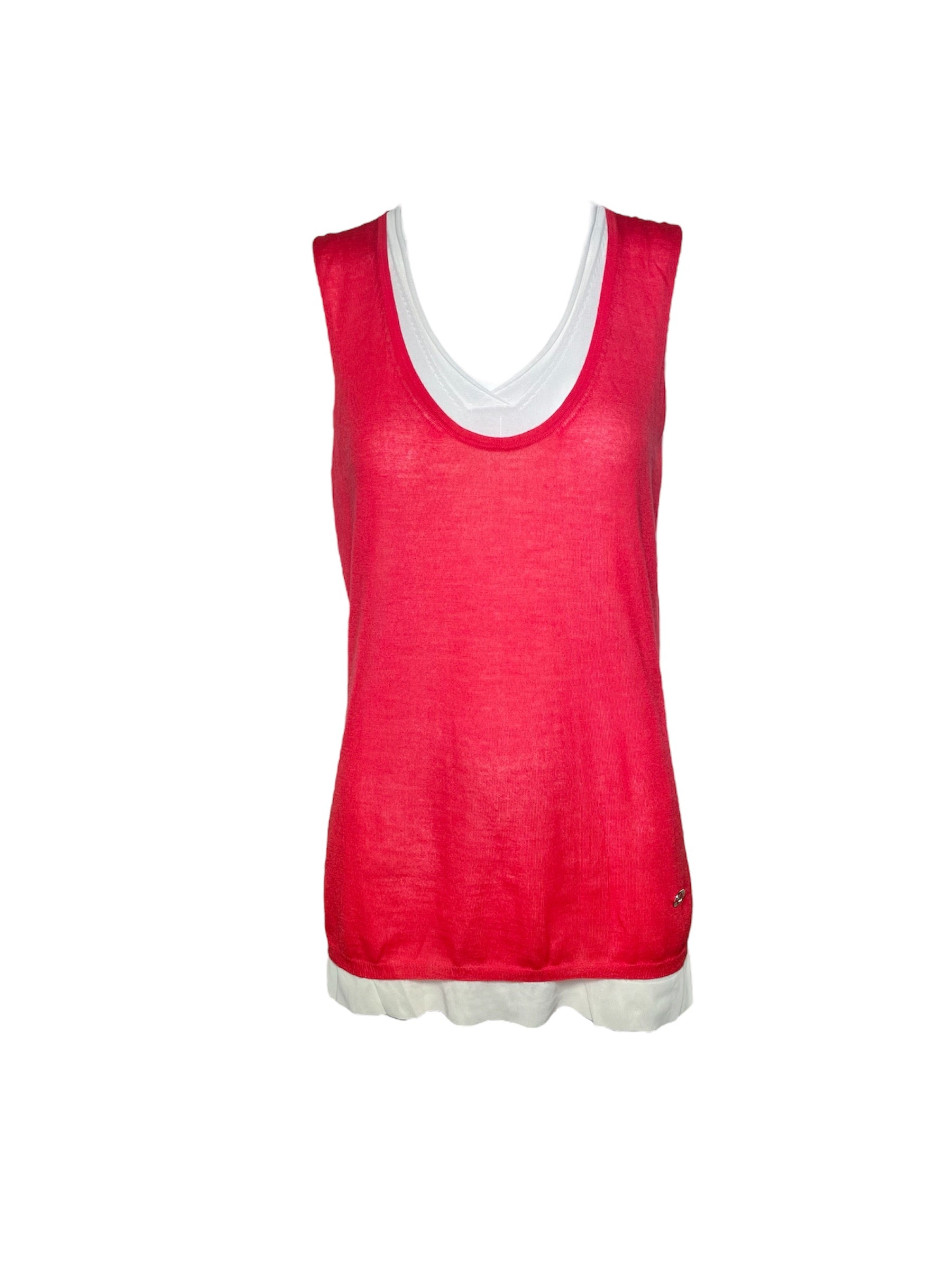 Gucci Red & White Cashmere Tank FRONT PHOTO 1 OF 6