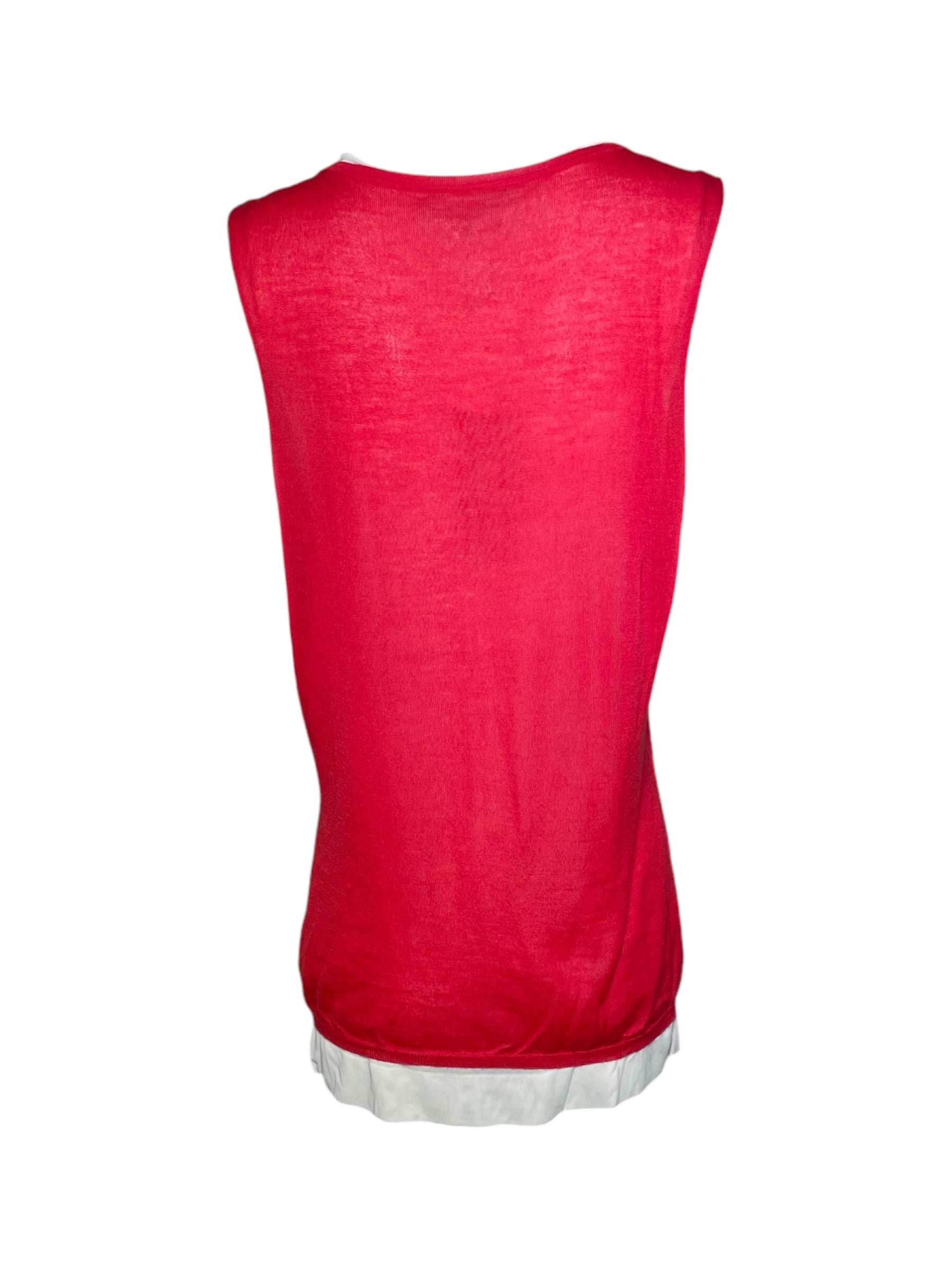 Gucci Red & White Cashmere Tank BACK PHOTO 2 OF 6