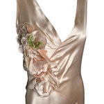 1930s Delicate Blush Silk Bias-Cut Gown with Floral Accent PROFILE PHOTO DETAIL 2 OF 7