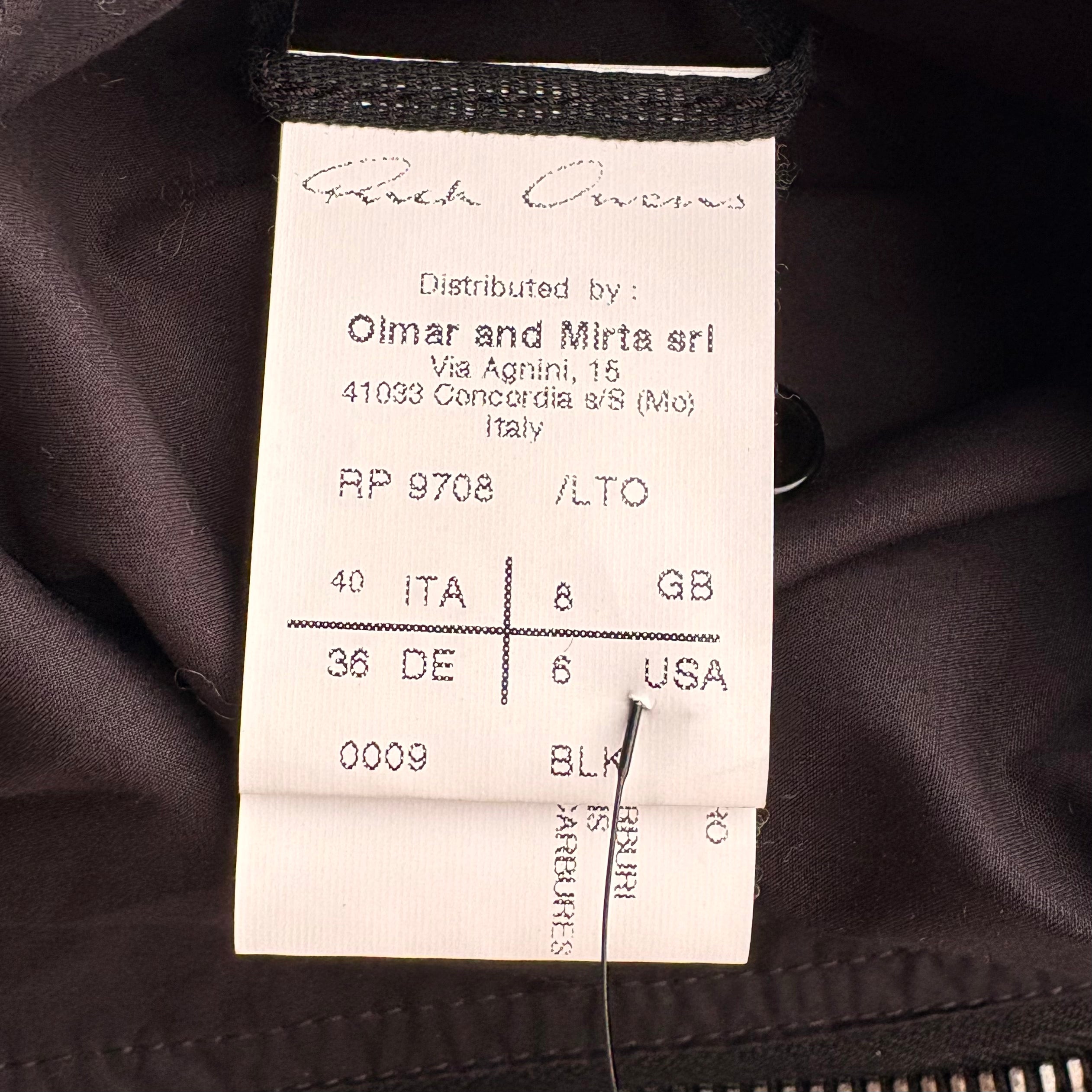 Rick Owens 2020s Black Lambskin Leather Moto Jacket, tag