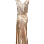 1930s Delicate Blush Silk Bias-Cut Gown with Floral Accent BACK PHOTO 5 OF 7