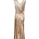 1930s Delicate Blush Silk Bias-Cut Gown with Floral Accent BACK PHOTO 5 OF 7