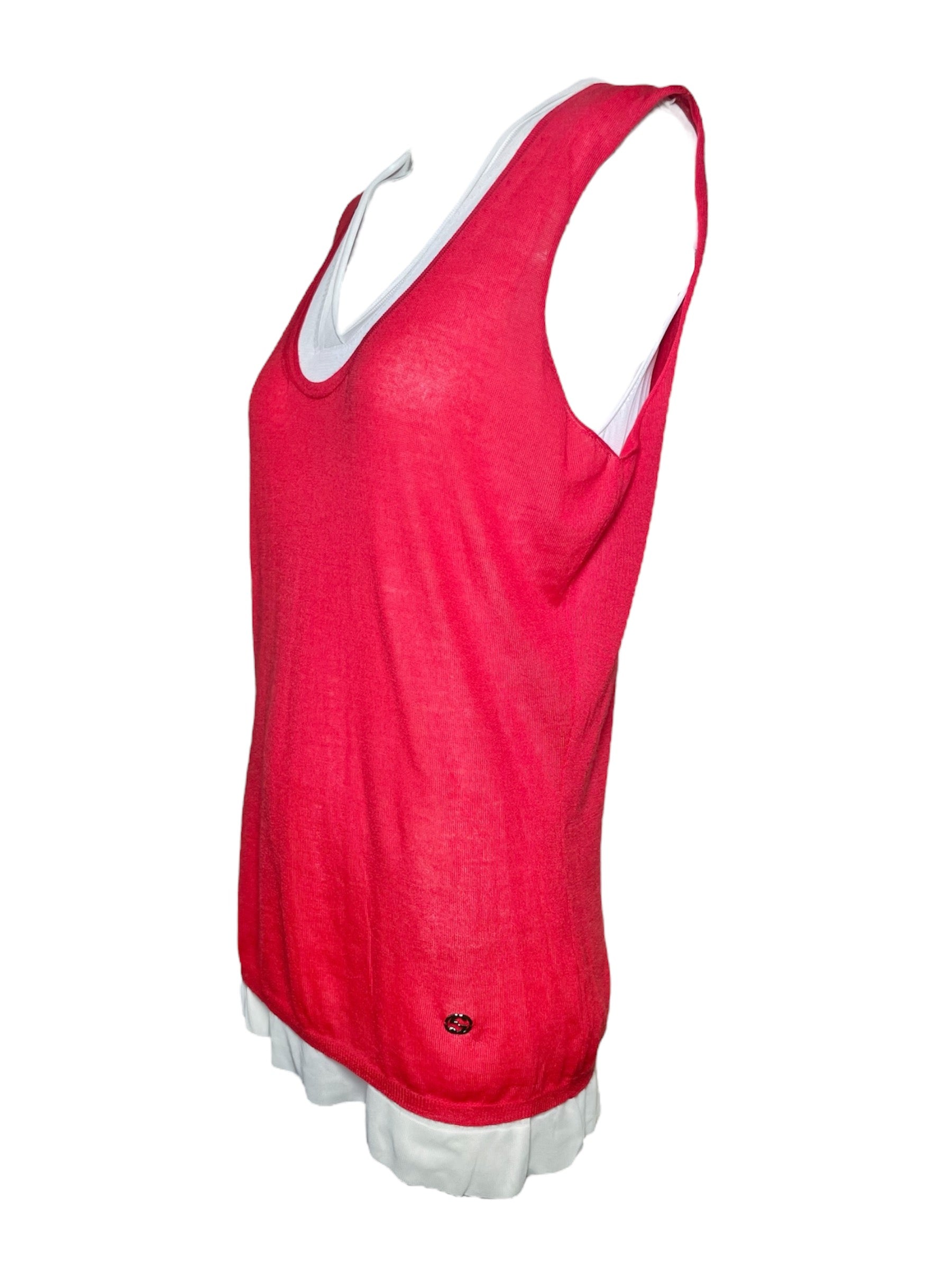 Gucci Red & White Cashmere Tank SIDE PHOTO 3 OF 6