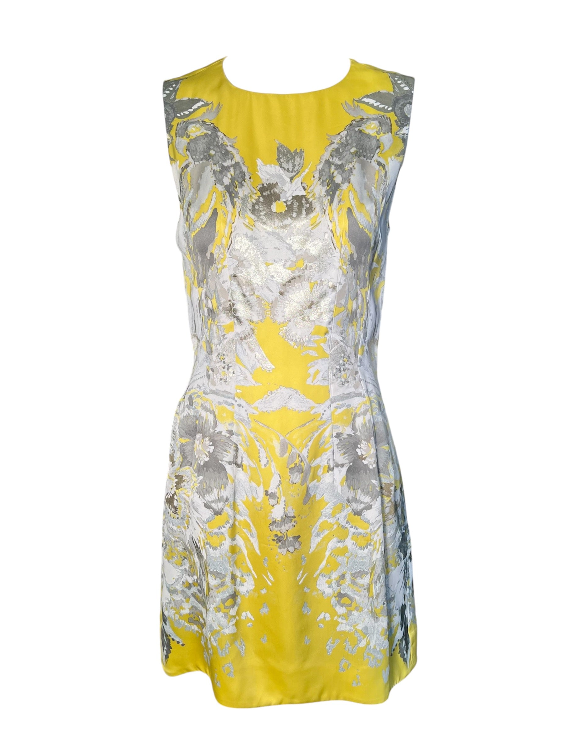 Roberto Cavalli Yellow Floral Dress with Snake Belt FRONT PHOTO 3 OF 8