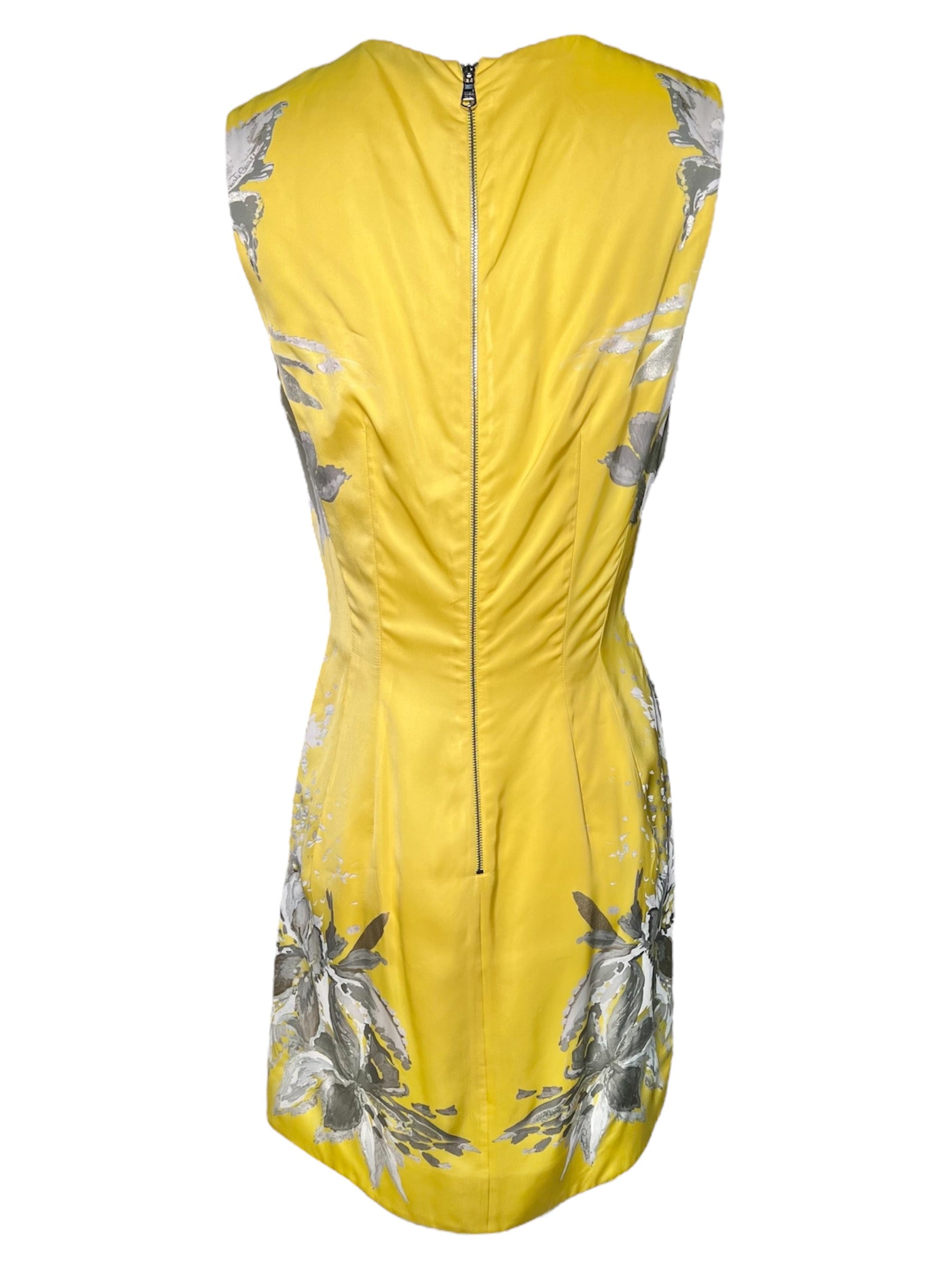 Roberto Cavalli Yellow Floral Dress with Snake Belt BACK PHOTO 5 OF 8