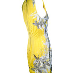 Roberto Cavalli Yellow Floral Dress with Snake Belt SIDE PHOTO 4 OF 8