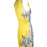 Roberto Cavalli Yellow Floral Dress with Snake Belt SIDE PHOTO 4 OF 8