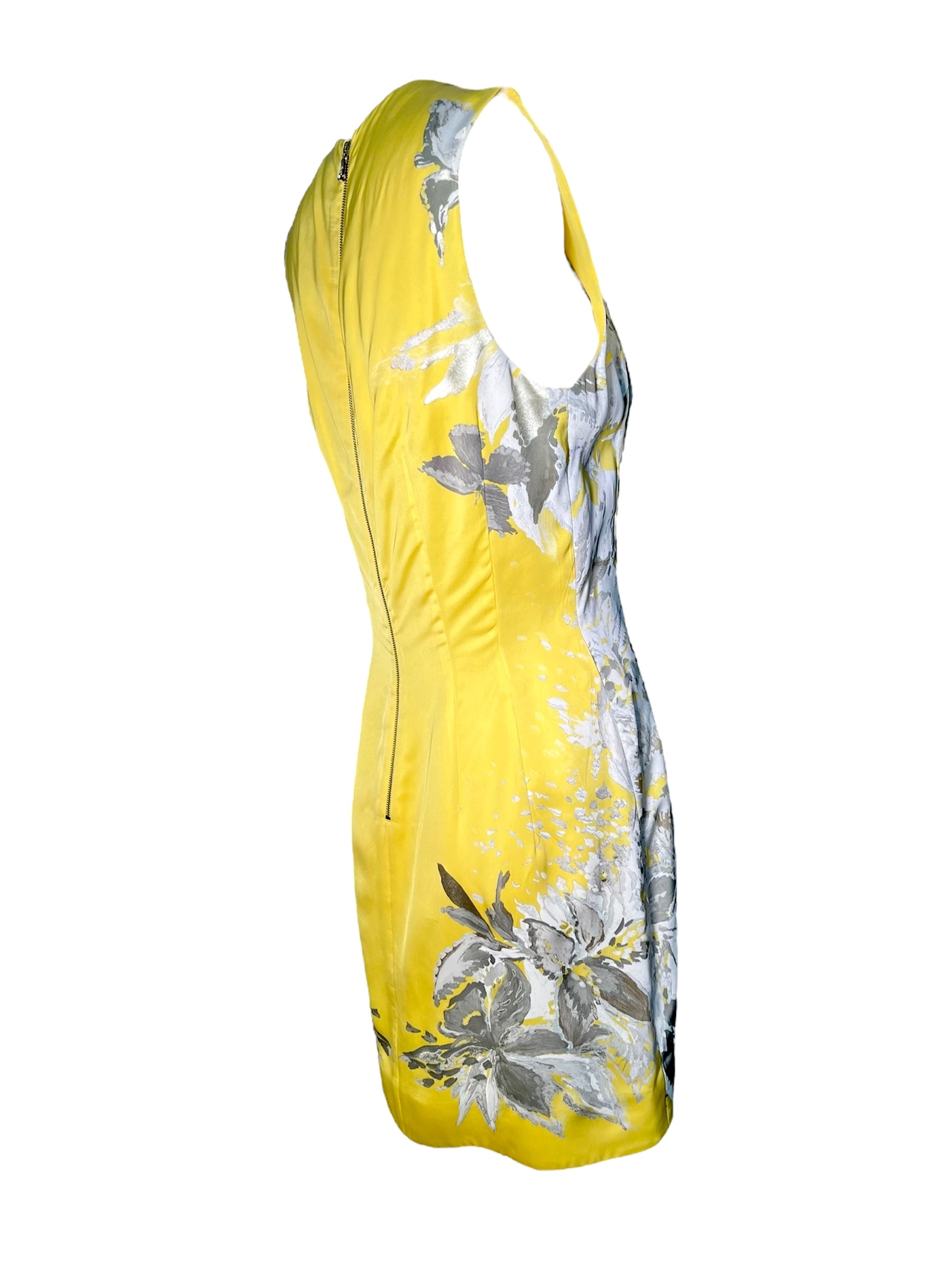 Roberto Cavalli Yellow Floral Dress with Snake Belt SIDE PHOTO 4 OF 8