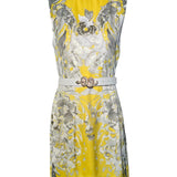 Roberto Cavalli Yellow Floral Dress with Snake Belt FRONT WITH BELT PHOTO 1 OF 8