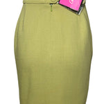  Christian Lacroix Avocado Green Double Breasted Skirt Suit Ensemble, NWT SKIRT BACK 6/8