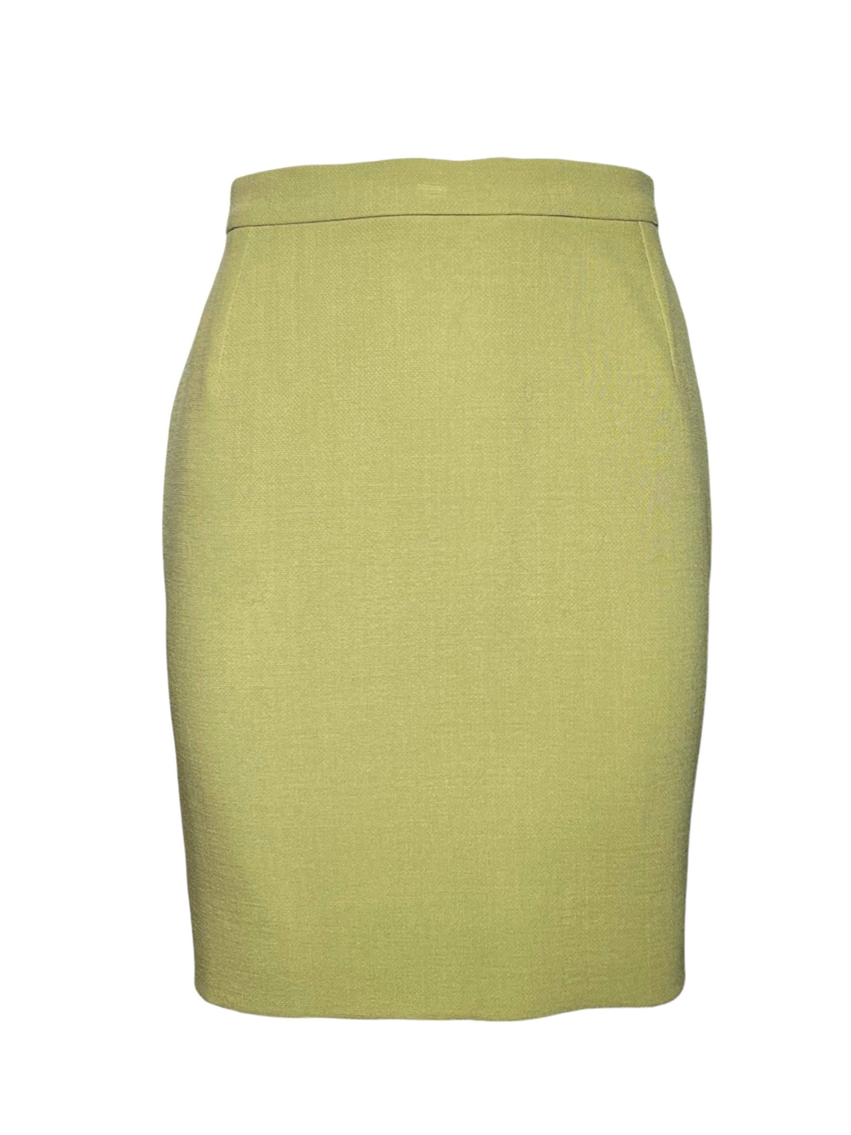  Christian Lacroix Avocado Green Double Breasted Skirt Suit Ensemble, NWT SKIRT FRONT 4/8