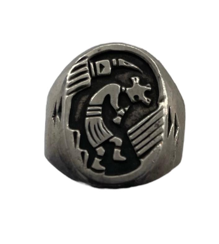 Hopi Kokopelli Sterling Silver Ring Size 10 FRONT PHOTO 1 OF 3