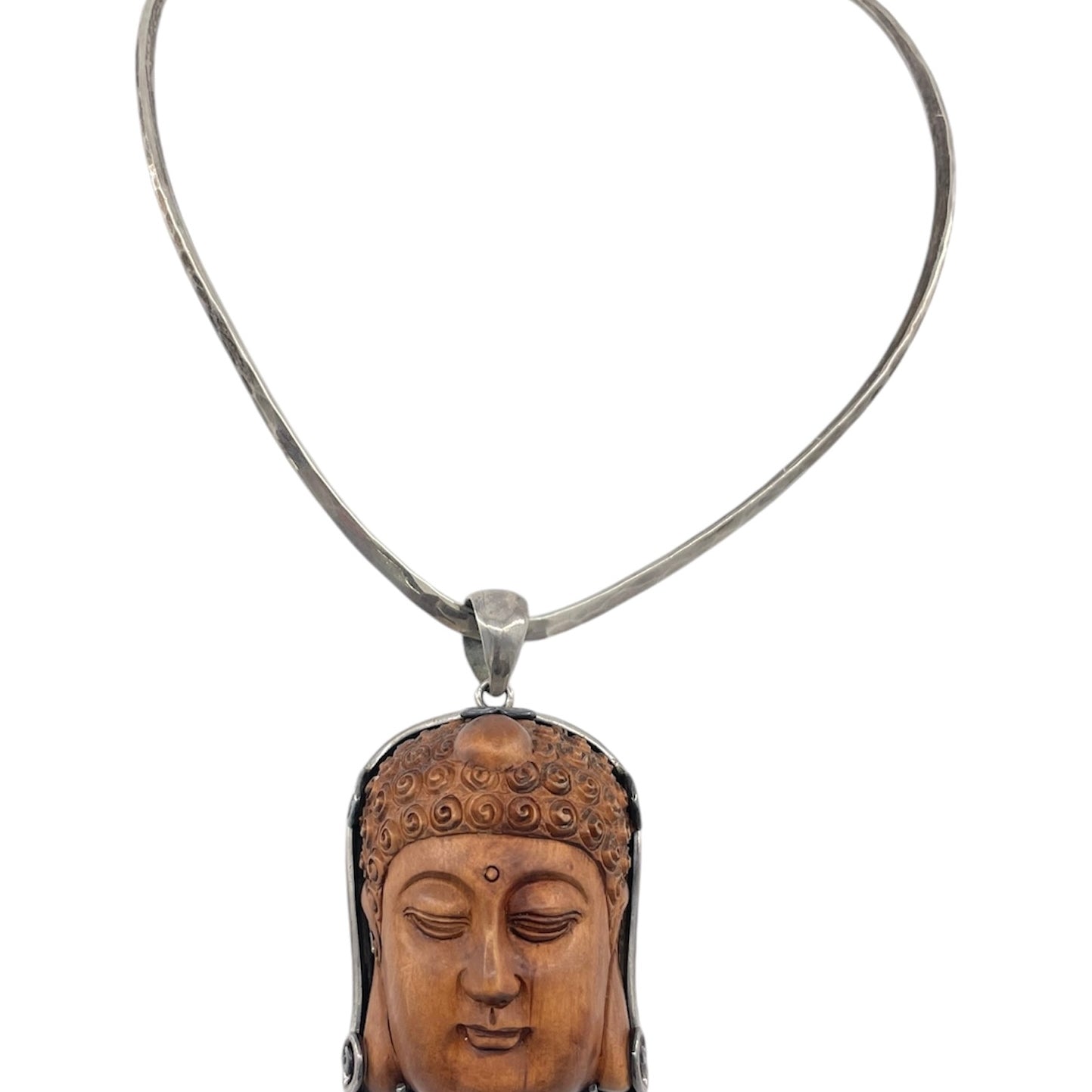 Tibetan Carved Buddha with Sterling Silver Necklace FULL PHOTO 1 OF 4