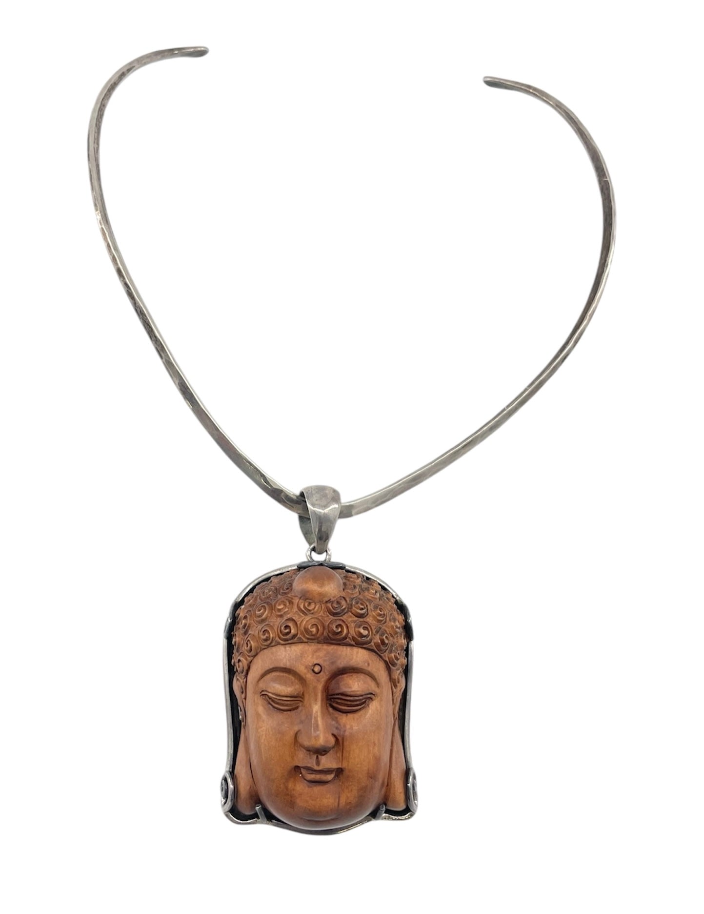 Tibetan Carved Buddha with Sterling Silver Necklace FULL PHOTO 1 OF 4