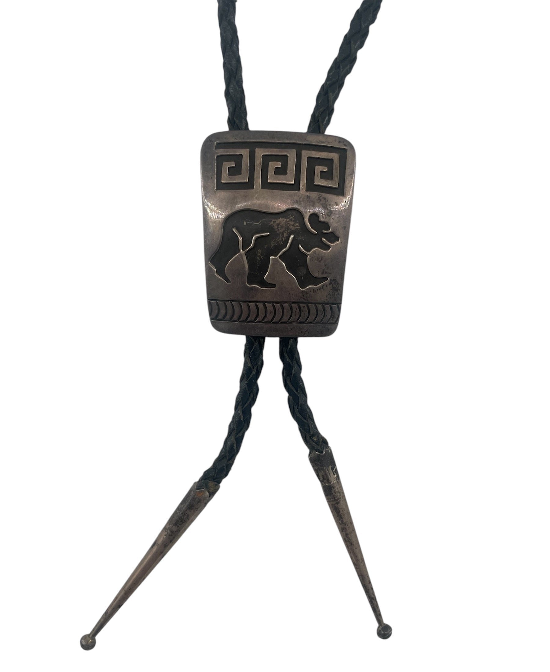 Rosco Scott Navajo Silver Bear Bolo DETAIL PHOTO 2 OF 4