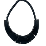 Guillemette L'Hoir 80s Hand Crafted Black "Cracked” Galalith Necklace FRONT PHOTO 2 OF 3