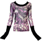 Jean Paul Gaultier Purple Mesh Butterfly Top with Velvet Sleeves FRONT PHOTO 1 OF 4