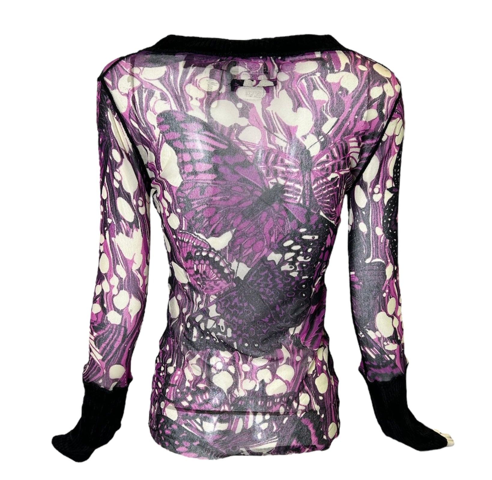 Jean Paul Gaultier Purple Mesh Butterfly Top with Velvet Sleeves BACK PHOTO 3 OF 4