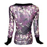 Jean Paul Gaultier Purple Mesh Butterfly Top with Velvet Sleeves BACK PHOTO 3 OF 4