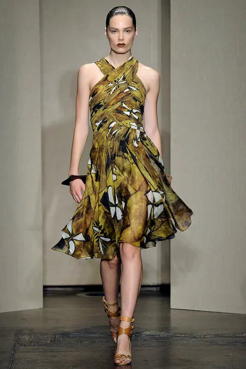 Donna Karan Spring 2012 Tribal Print Cross-Neck Dress RTW RUNWAY PHOTO 1 OF 8