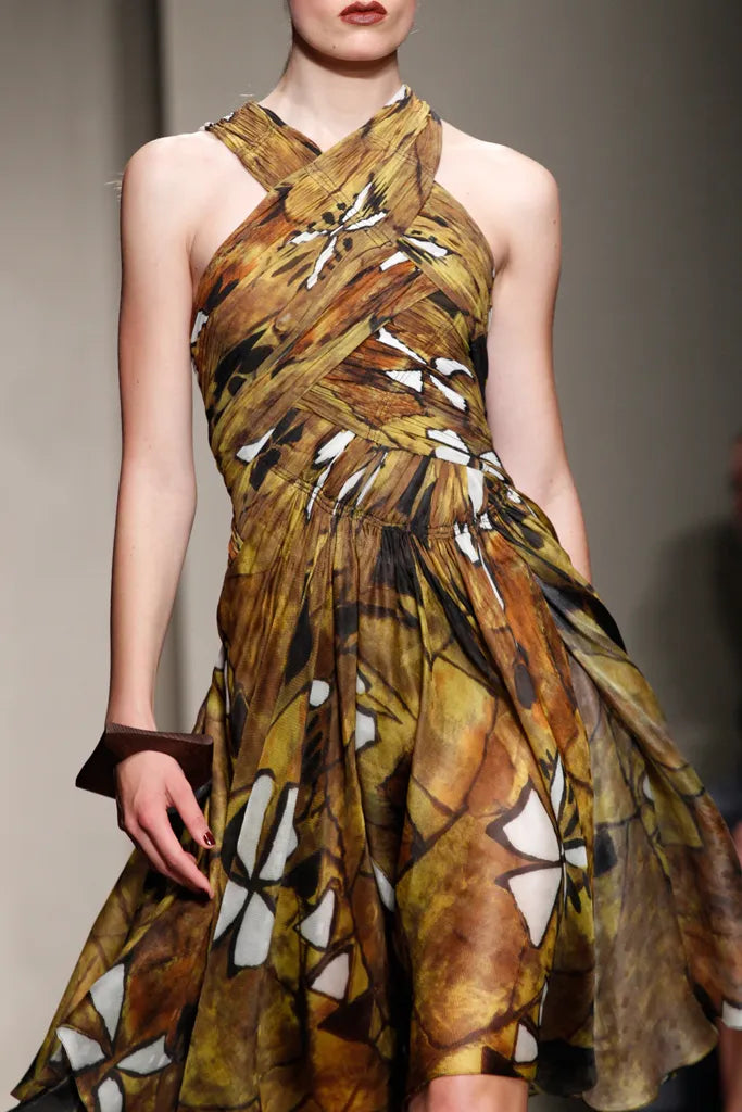 Donna Karan Spring 2012 Tribal Print Cross-Neck Dress RUNWAY PHOTO 8 OF 8