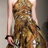 Donna Karan Spring 2012 Tribal Print Cross-Neck Dress RUNWAY PHOTO 8 OF 8