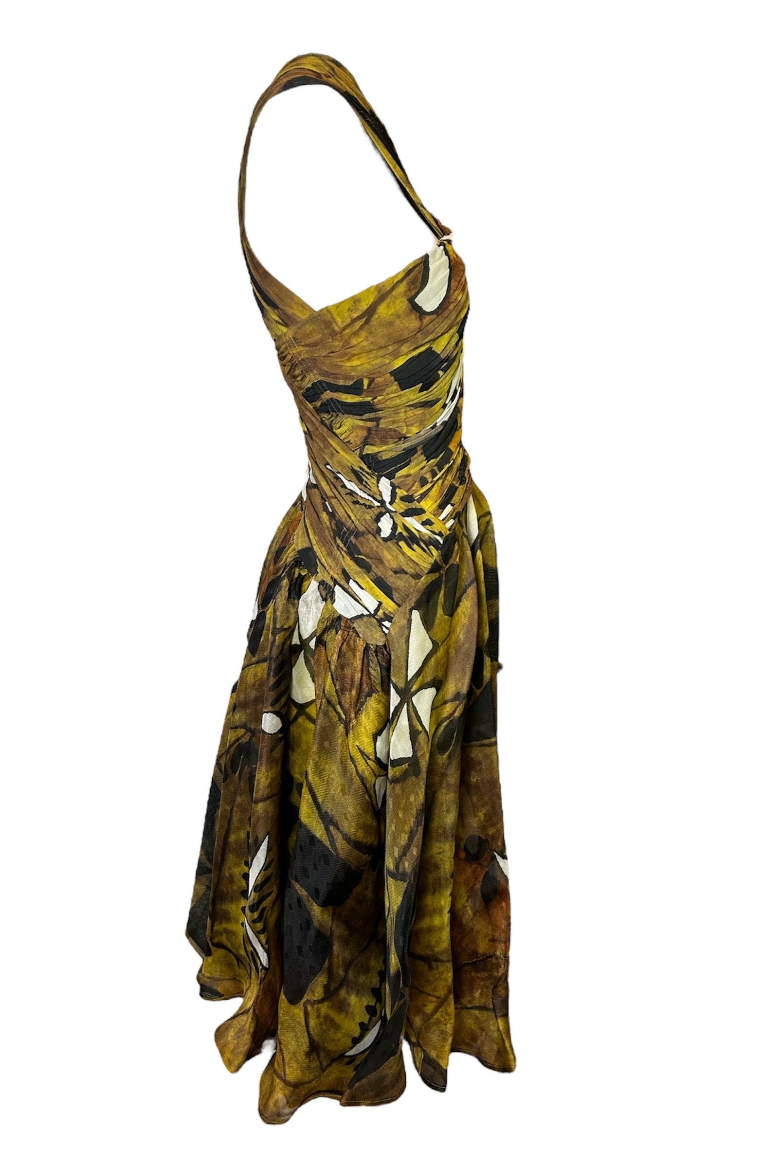 Donna Karan Spring 2012 Tribal Print Cross-Neck Dress SIDE PHOTO 3 OF 8