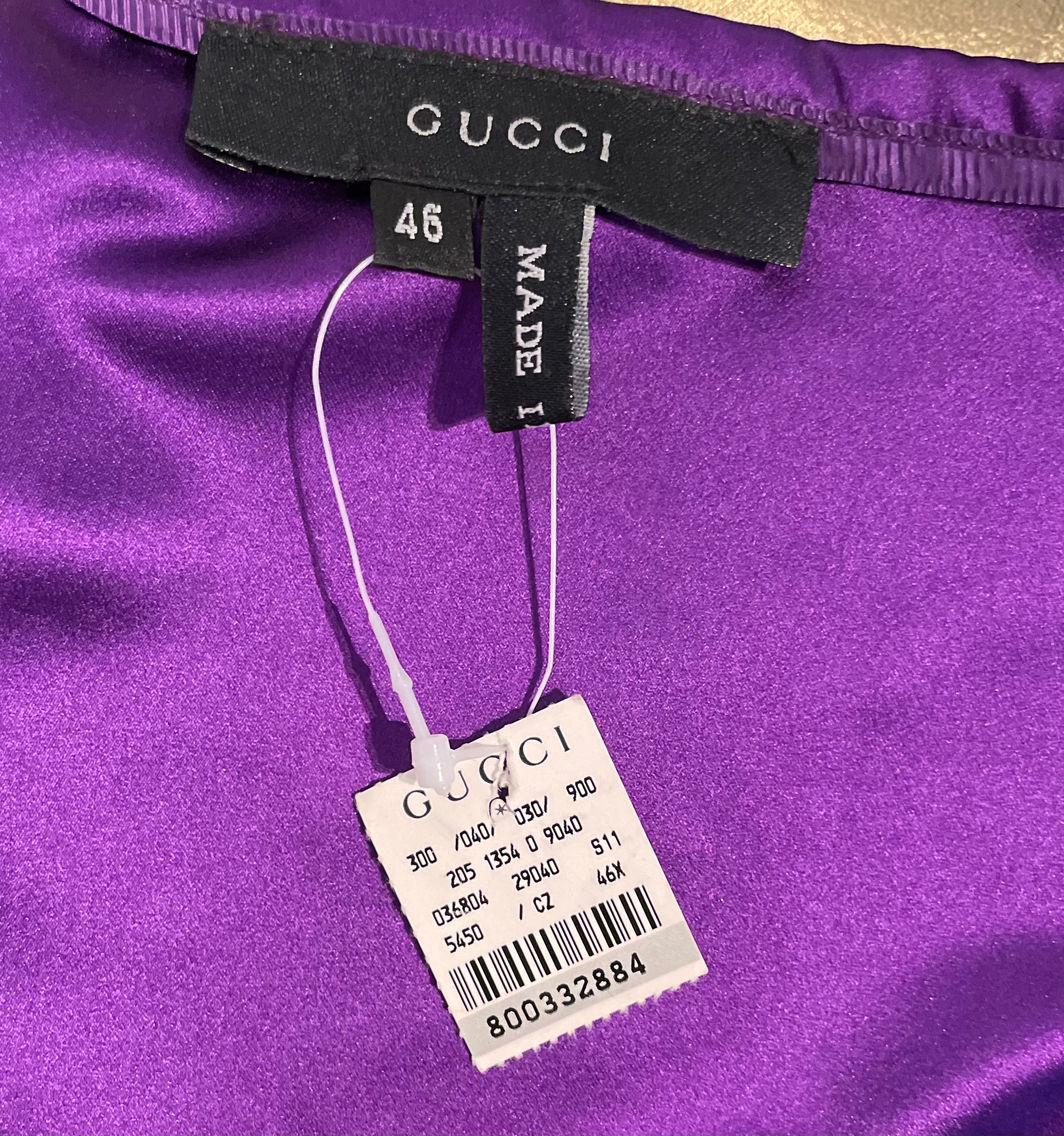  Gucci by Tom Ford S/S 2001 Runway Purple Satin Cargo Pocket Skirt, NWT LABRL + TAG 5/6