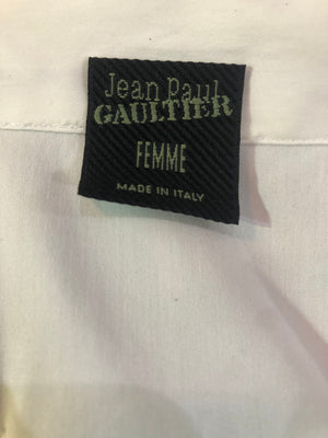 Jean Paul Gaultier 90s White Button Down Shirt with Ridiculously Long Sleeves, label